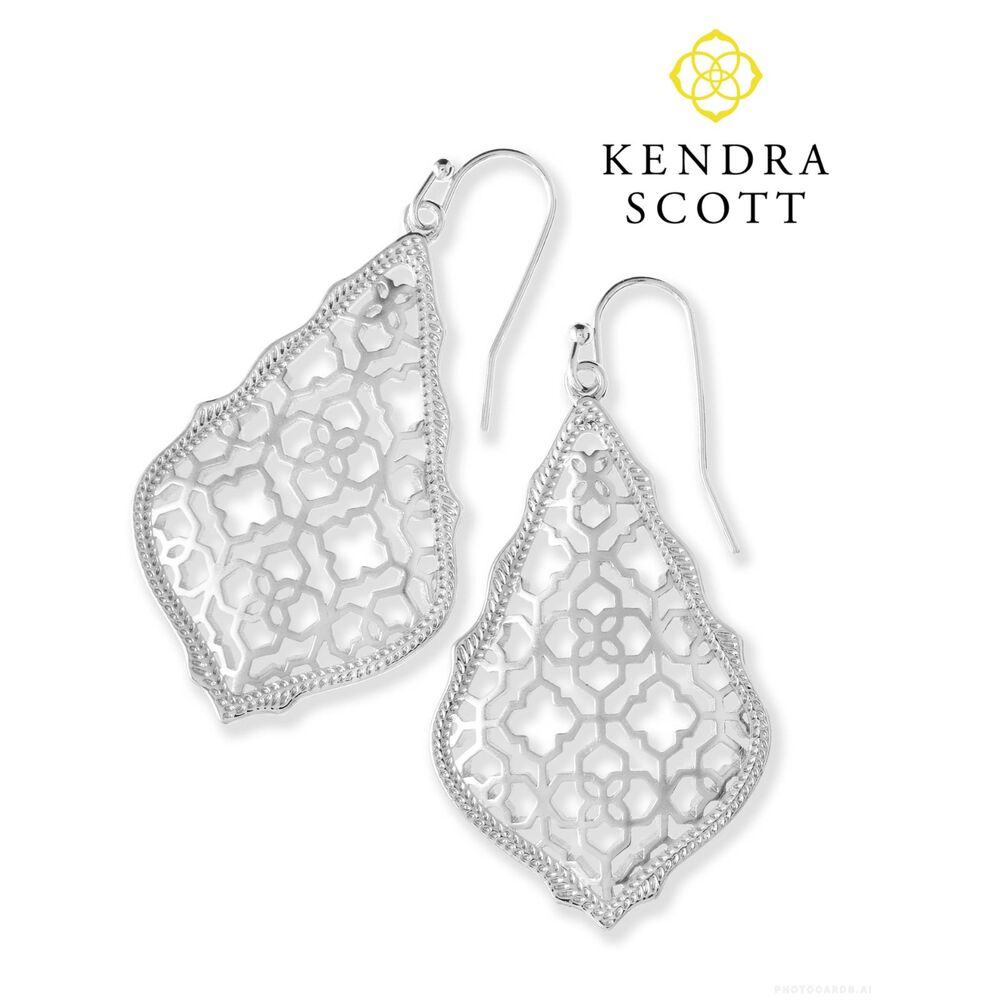 NWOT Kendra Scott Addie Silver Drop Earrings in Silver Filigree Mix